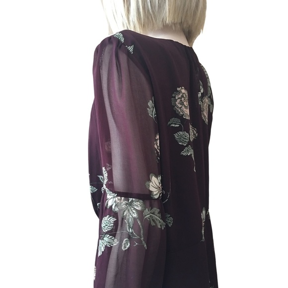 BB Dakota Boysenberry Dress La Vie En Rose Floral Print Keyhole front Versatile - Picture 7 of 14